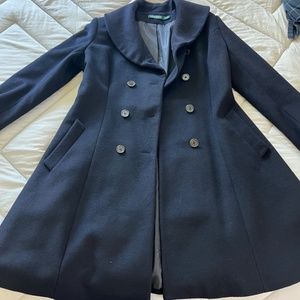Lauren by Ralph Lauren Navy Blue Wool Blend Coat Size 10 Female
